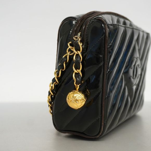 Chanel Chain Shoulder Patent Leather Black Gold Metal Fittings - Picture 2 of 9